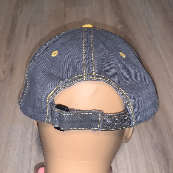 Cat grey yellow cotton distressed baseball hat - Picture 3 of 6